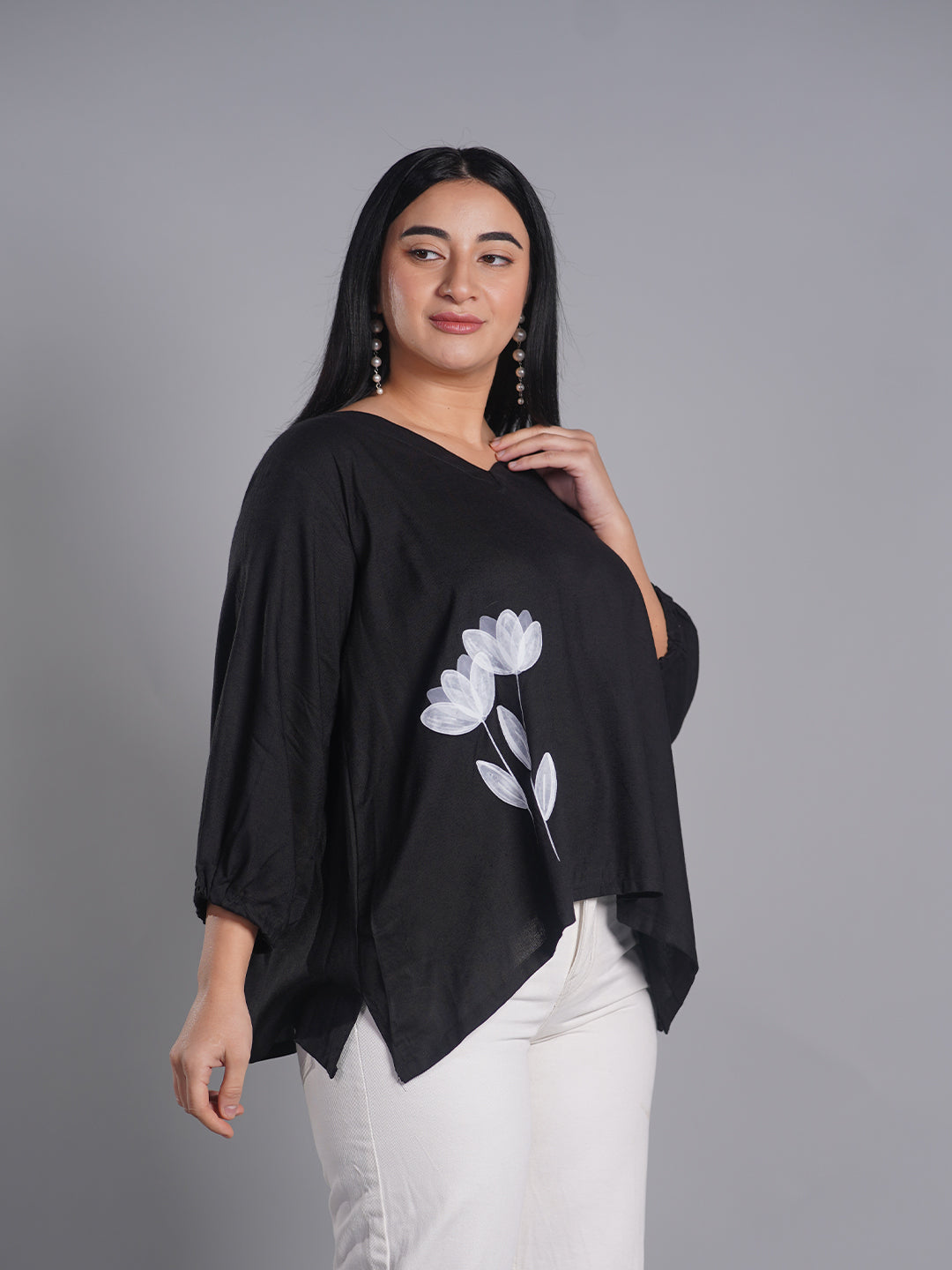 Black Rayon Top - Reeve – LetsDressUp