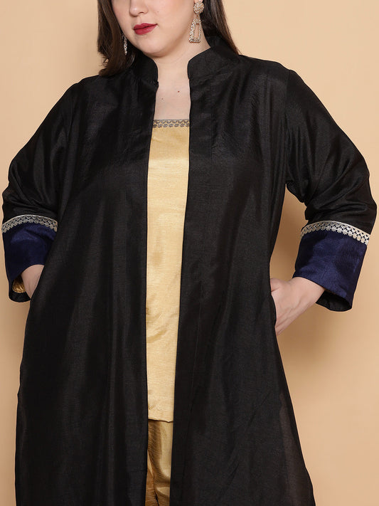 Black Silk Ethnic Jacket