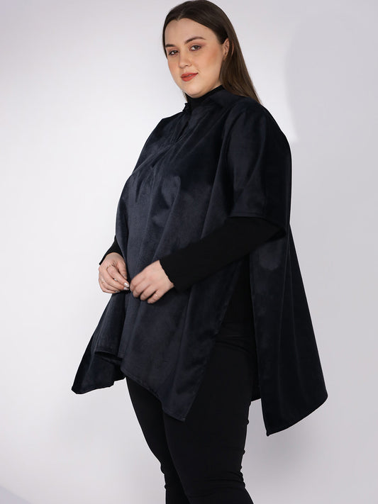 Black Suede Poncho