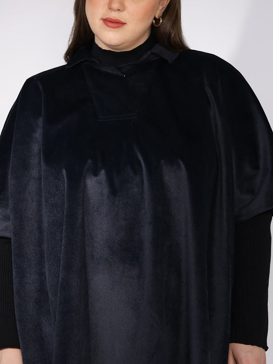 Black Suede Poncho