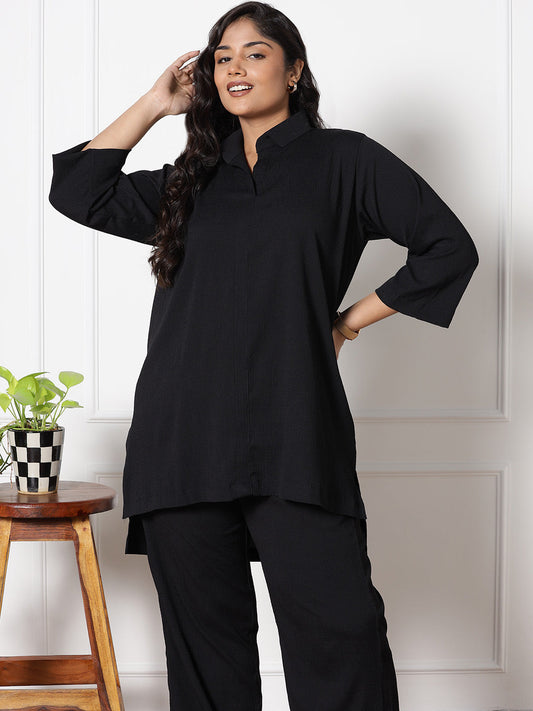 Black Textured ShirtTop