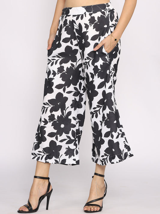Black&White Printed Culottes - BlackFleur