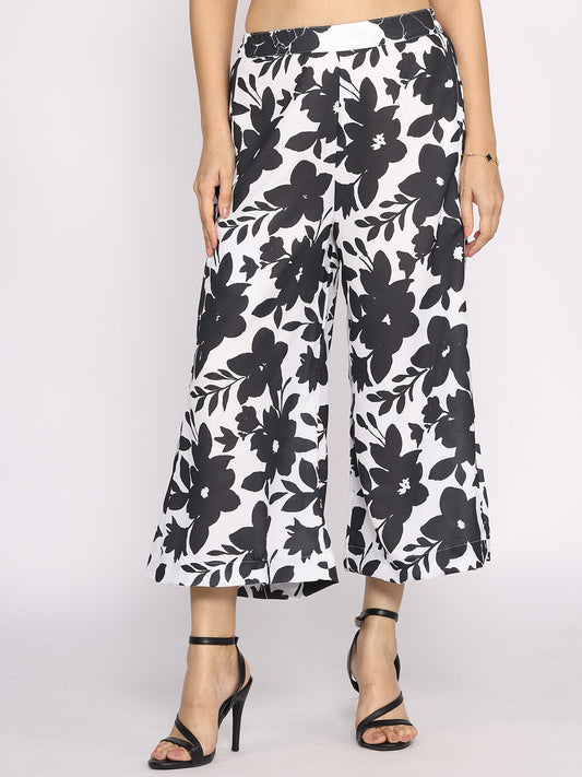 Black&White Printed Culottes - BlackFleur