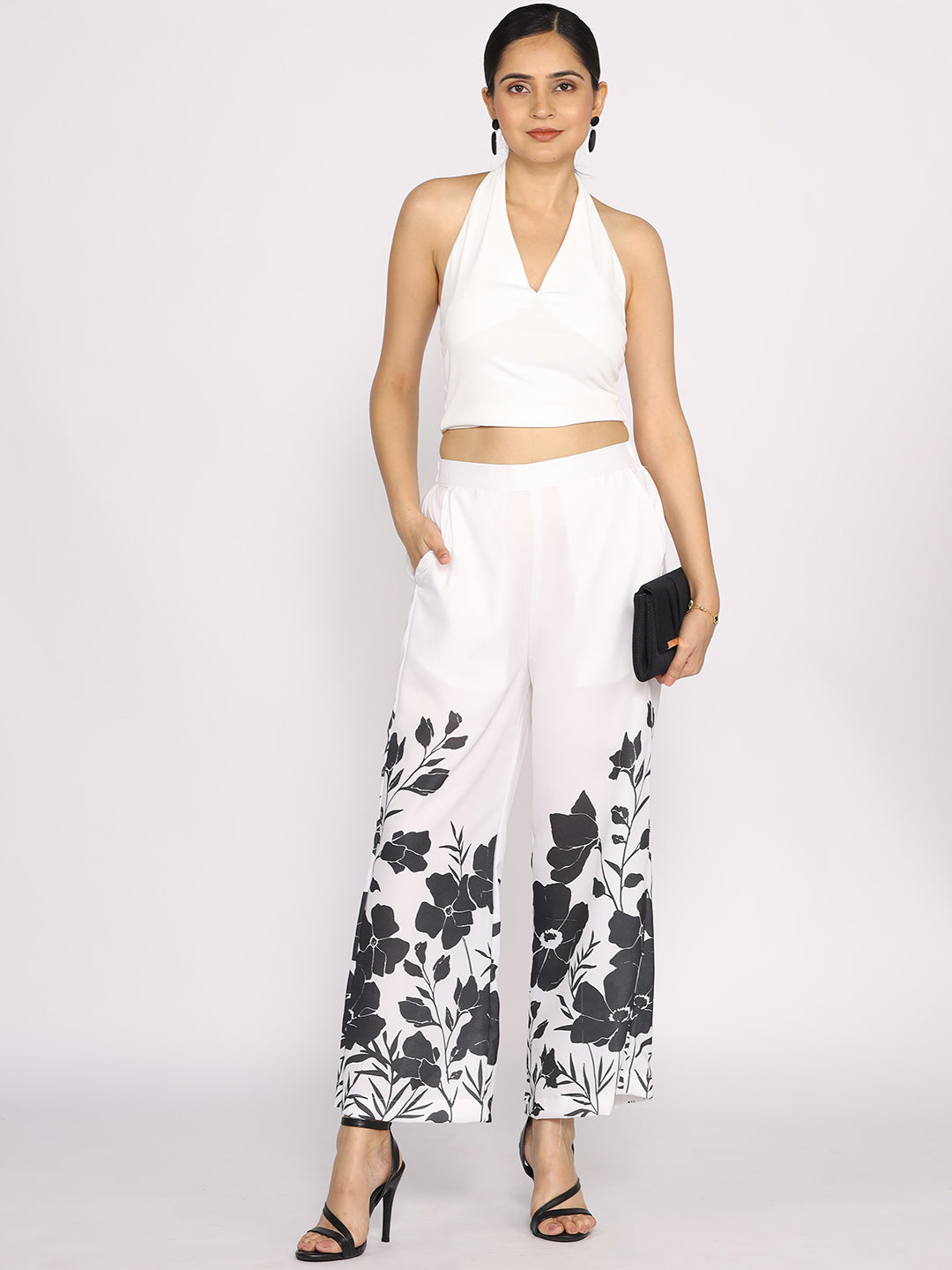 Black&White Printed Palazzo Pants - BlackPetunia