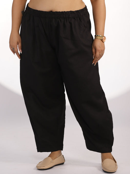 Black Cotton Mom-Fit Pants
