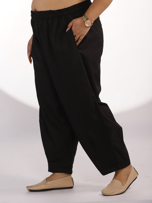 Black Cotton Mom-Fit Pants