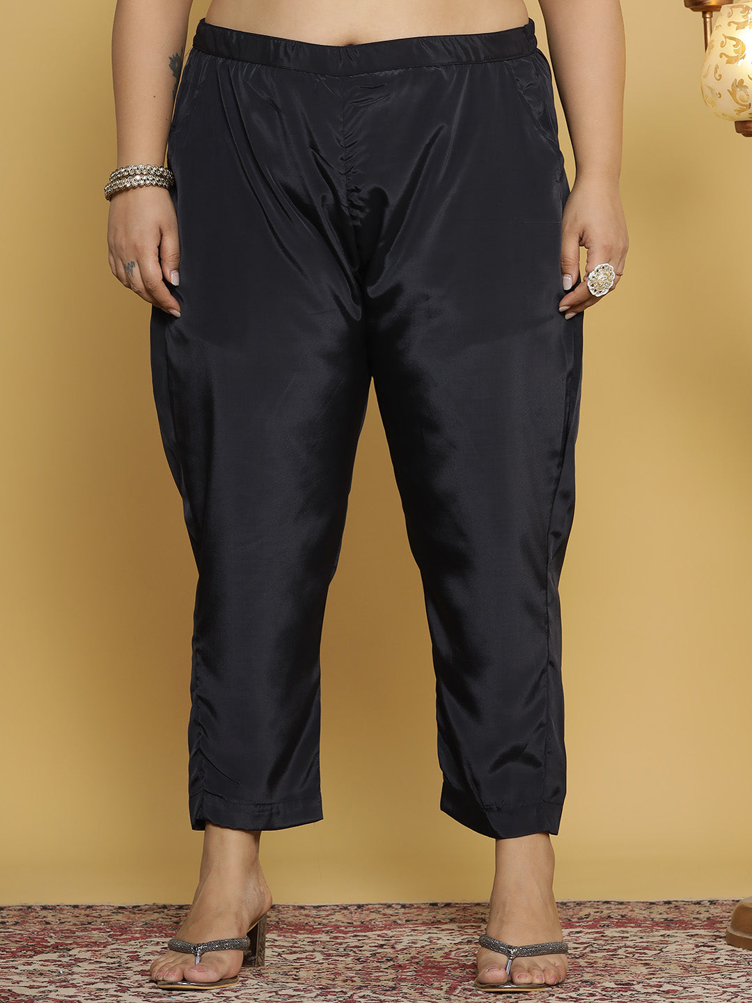 Black Crepe Silk Pants