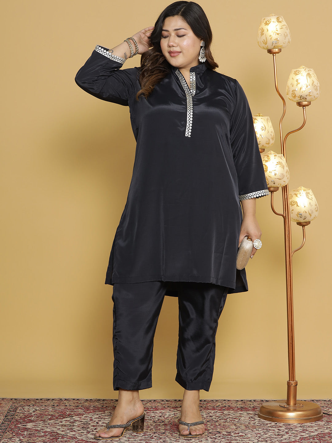 Black Crepe Silk Pants