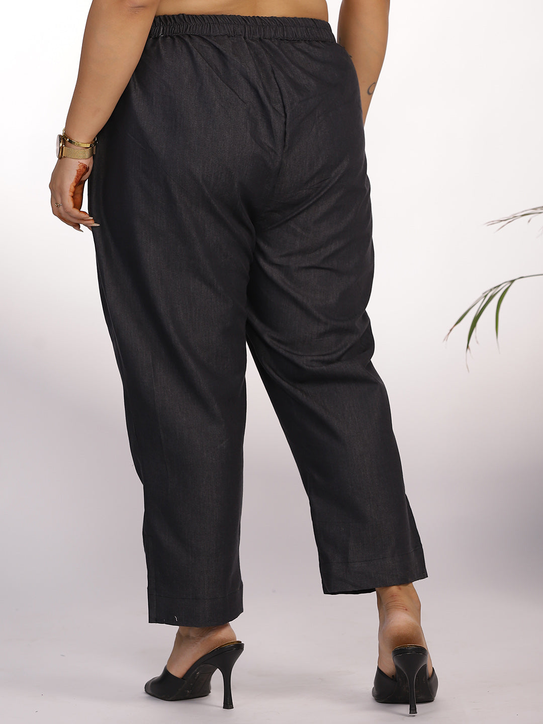 Black Denim Slit Pants