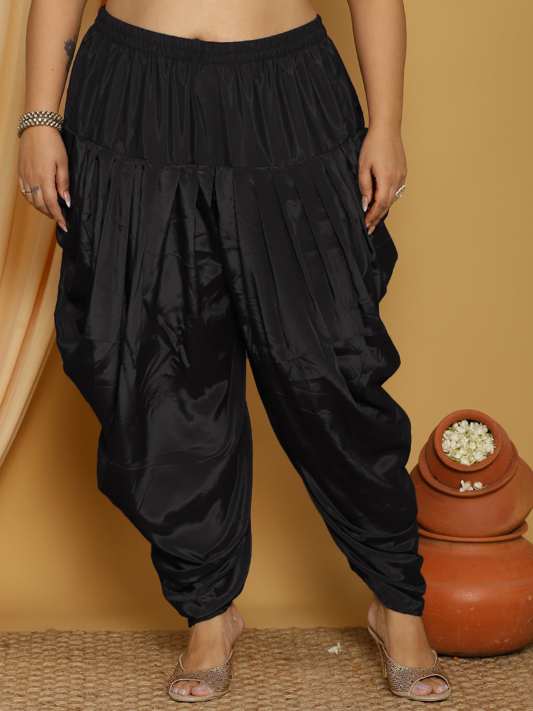 Black Crepe Silk Dhoti