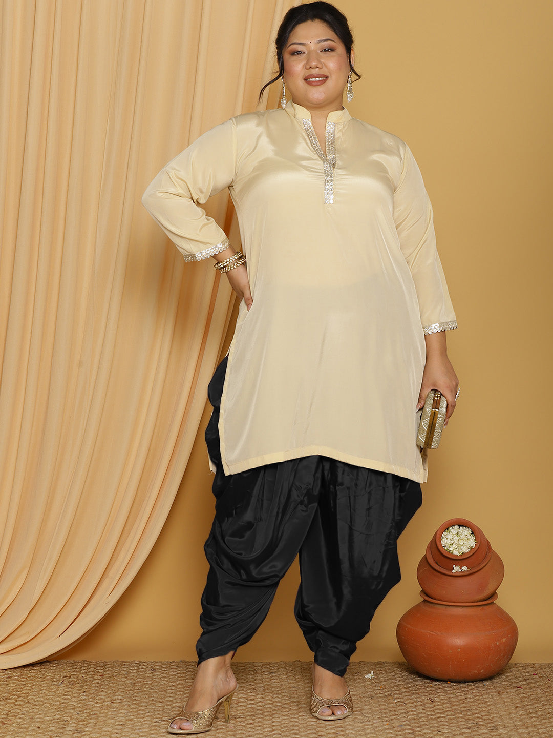 Black Crepe Silk Dhoti