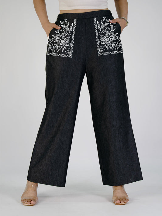 Black Denim Trousers - CelestialBloom