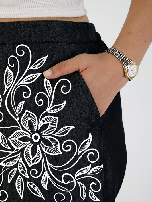 Black Denim Trousers - CelestialBloom