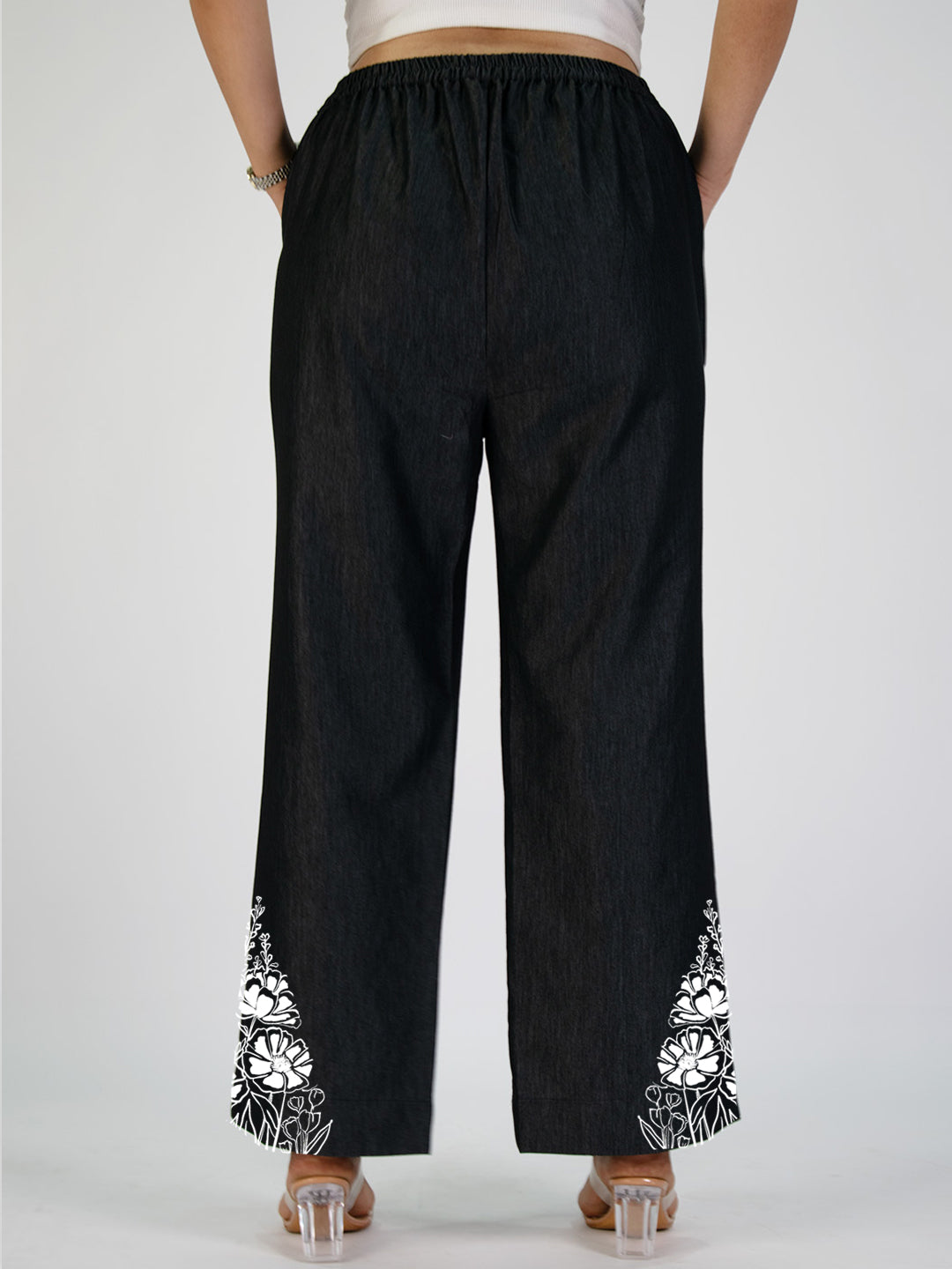 Black Denim Trousers - CelestialBloom