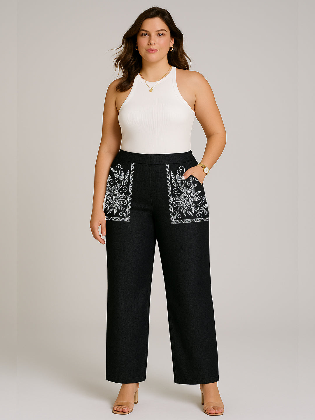 Black Denim Trousers - CelestialBloom