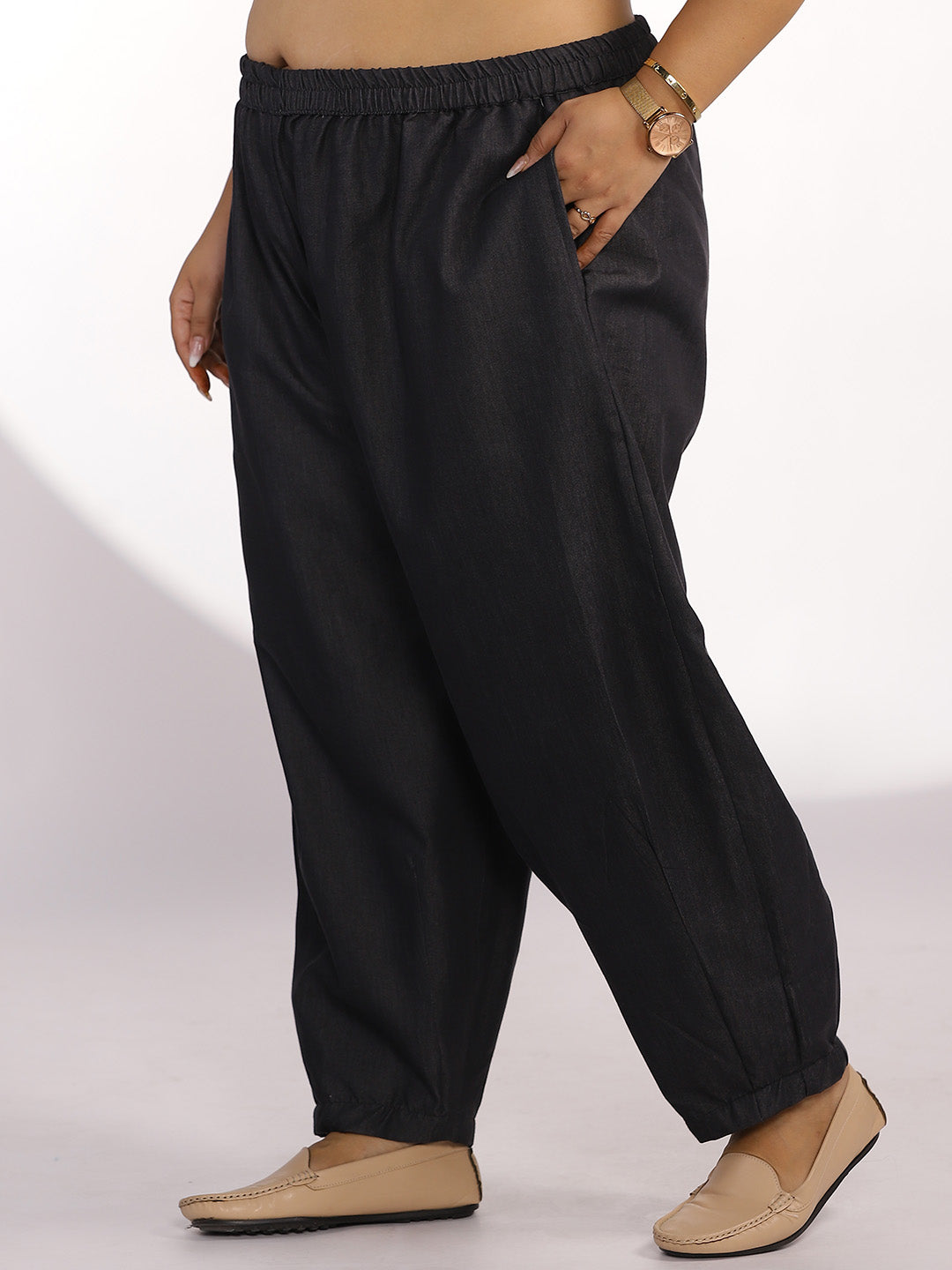 Black Denim Mom-Fit Pants