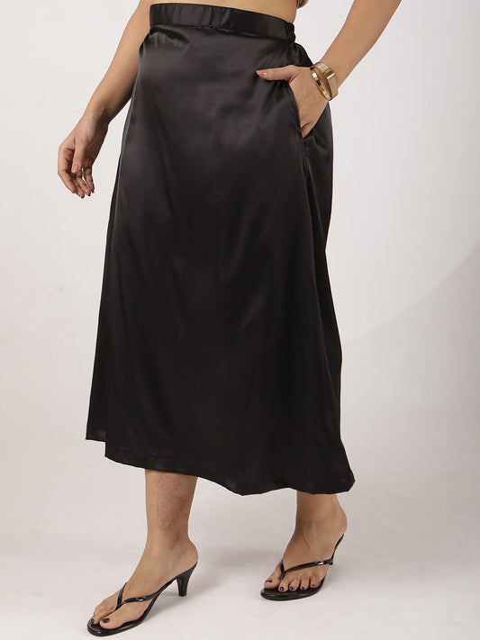 Black Satin Skirt