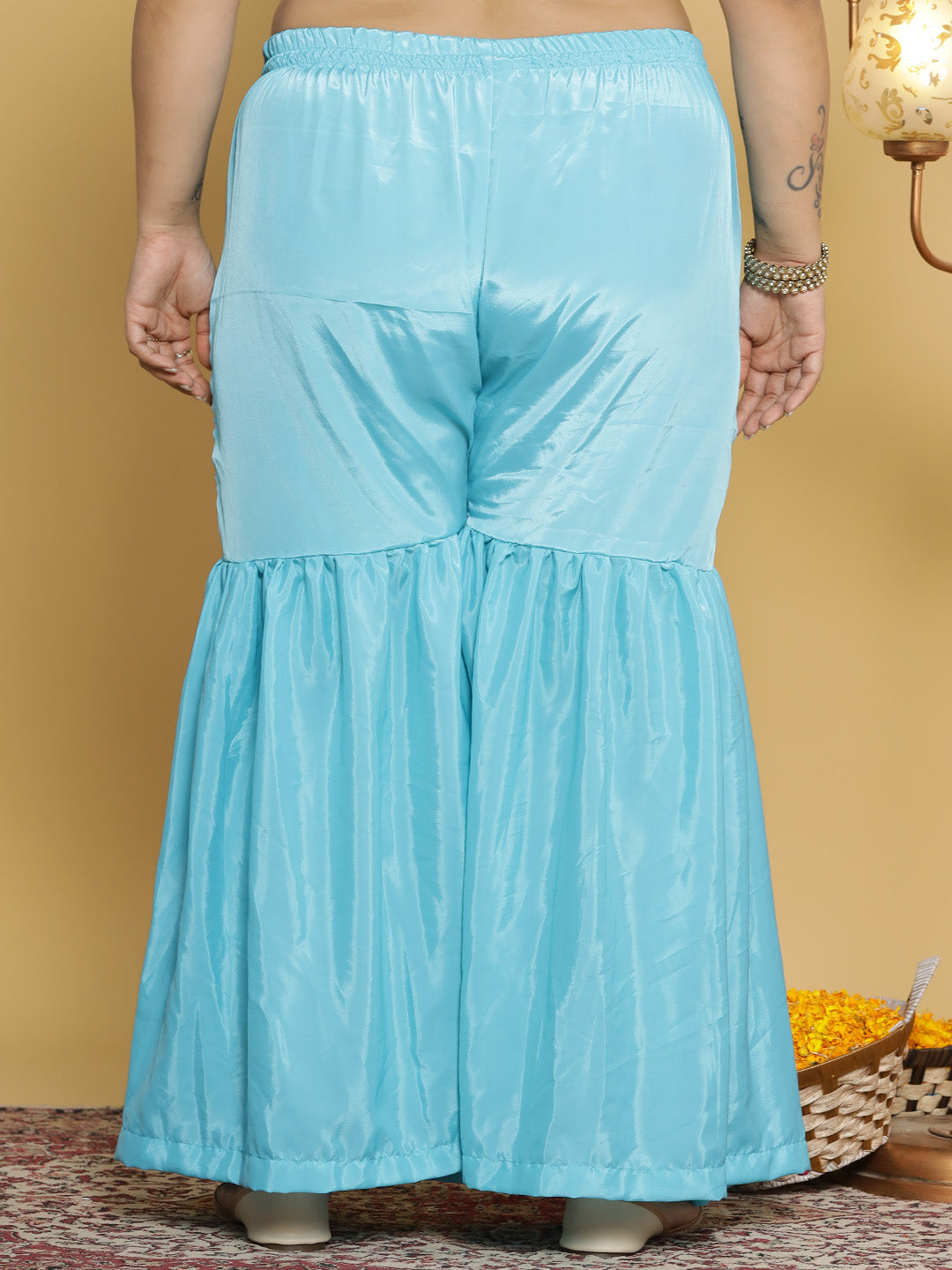 Blue Crepe Silk Sharara