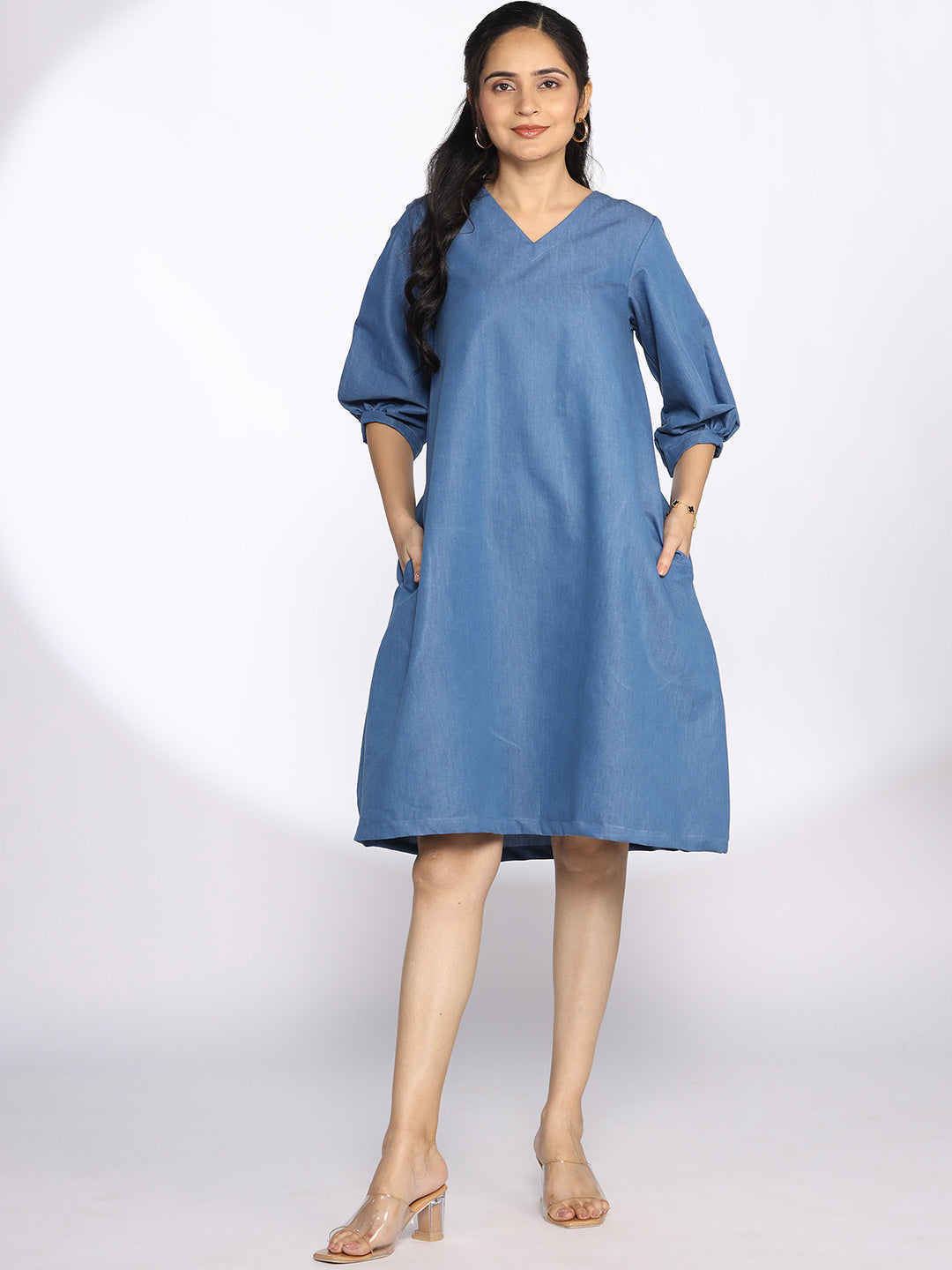 Blue Denim A-Line Dress for Women l Sizes XS to 8XL l LetsDressUp 4XL Blue Denim A-Line Dress for Women l Sizes XS to 8XL l LetsDressUp 4XL