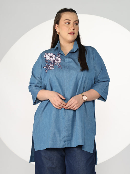 Blue Denim ShirtTop - Malini