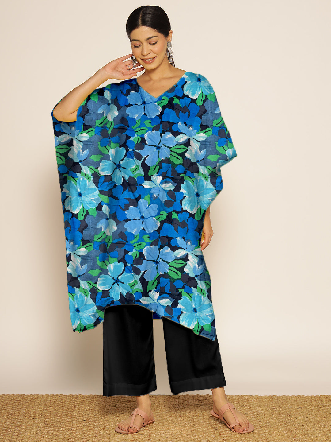 BluePrinted Rayon LongKurta - WildBloom