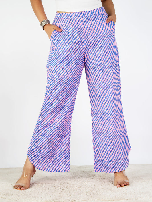 BlueStripes Cotton Curved Palazzos