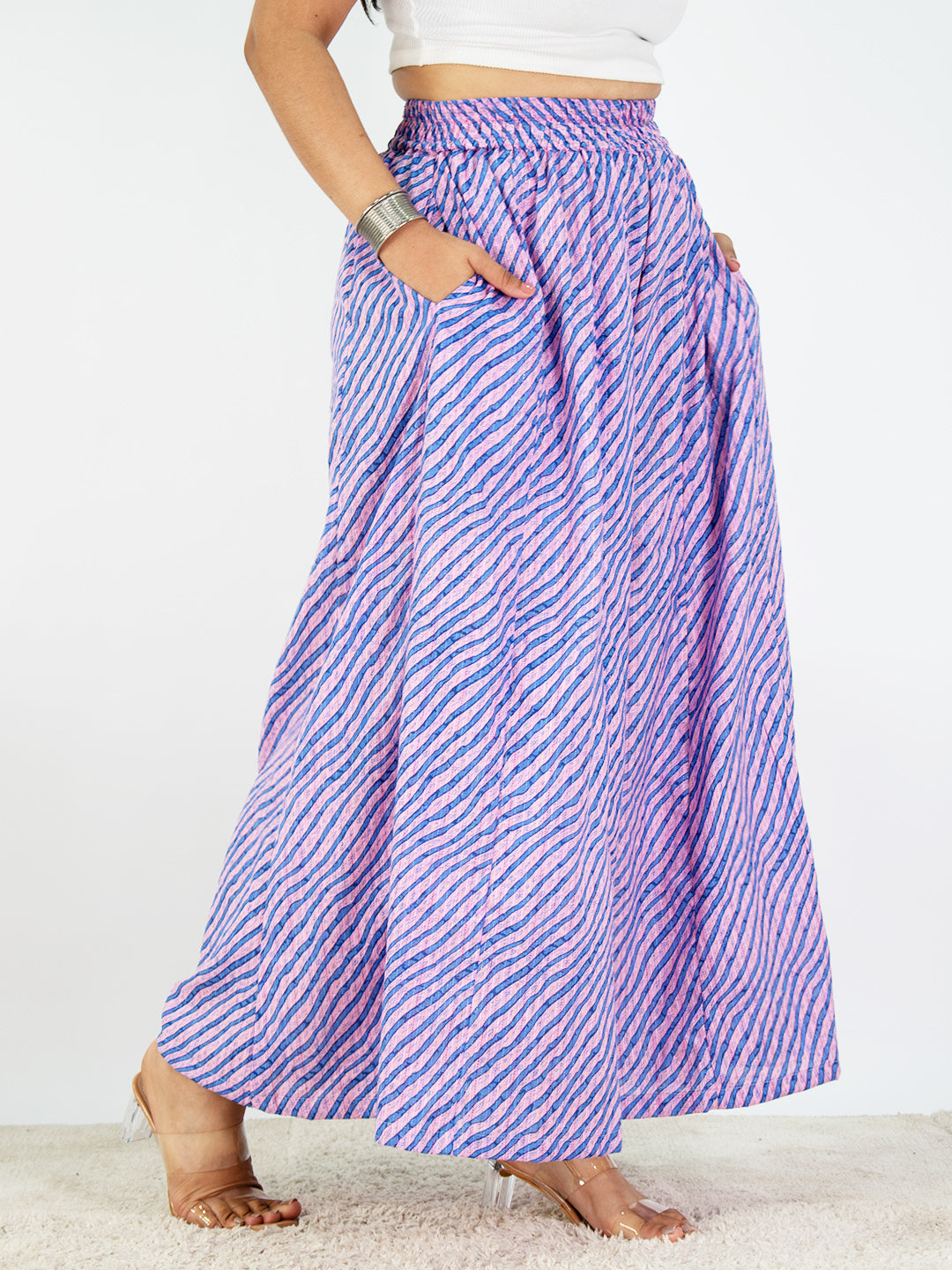 BlueStripes Cotton Flared Palazzo