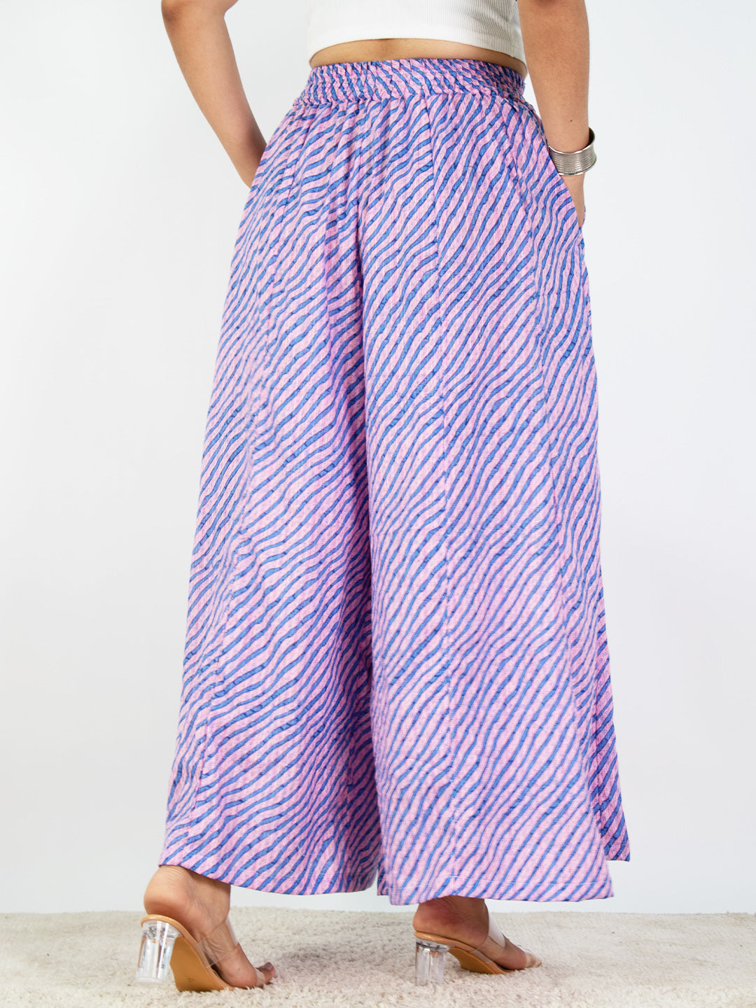 BlueStripes Cotton Flared Palazzo