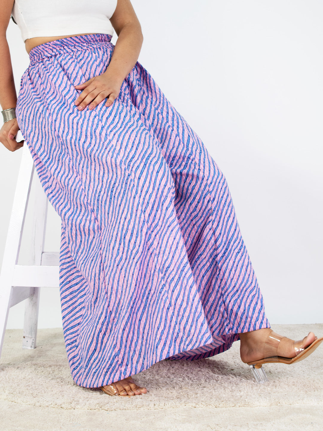 BlueStripes Cotton Flared Palazzo