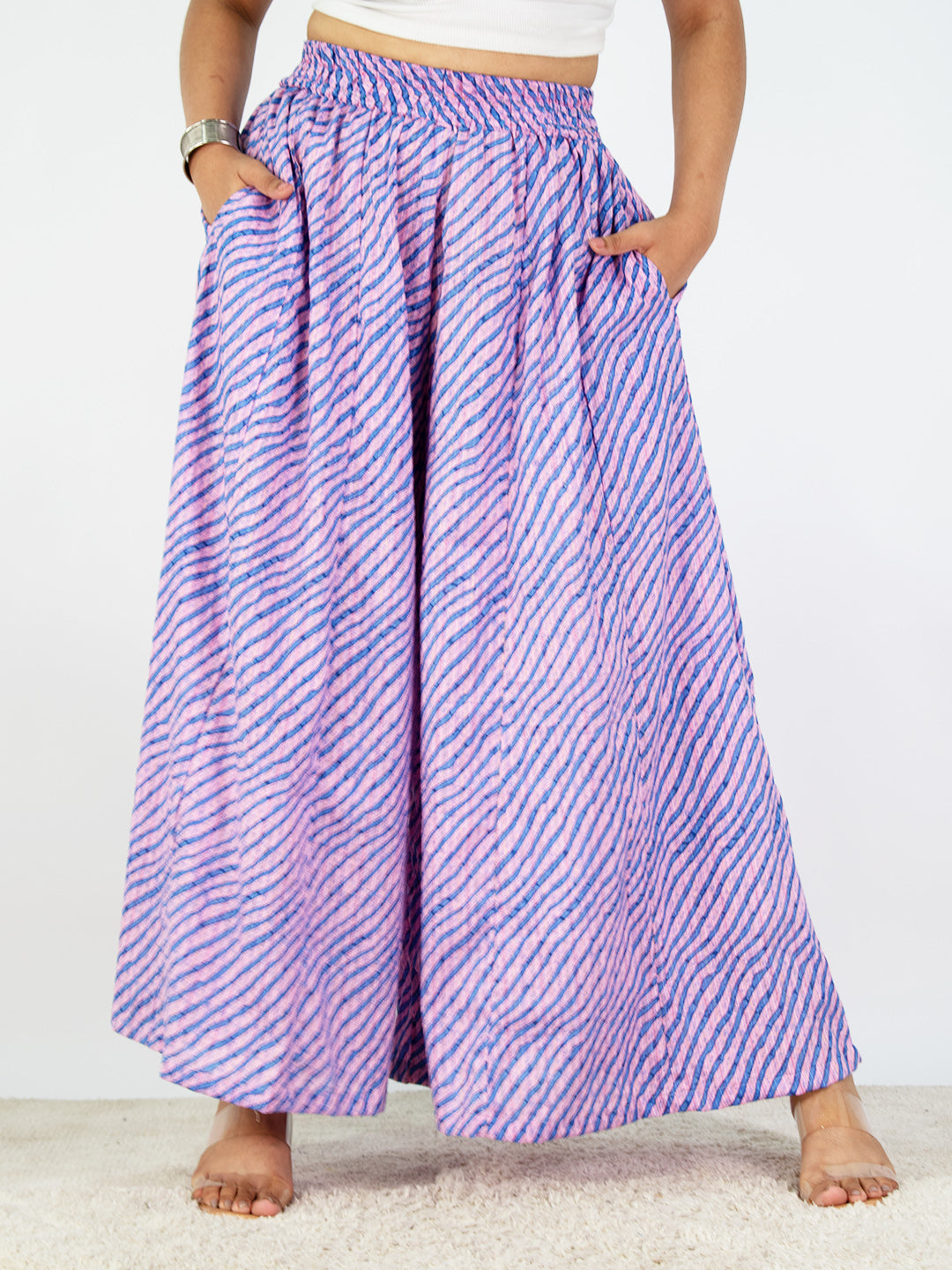 BlueStripes Cotton Flared Palazzo
