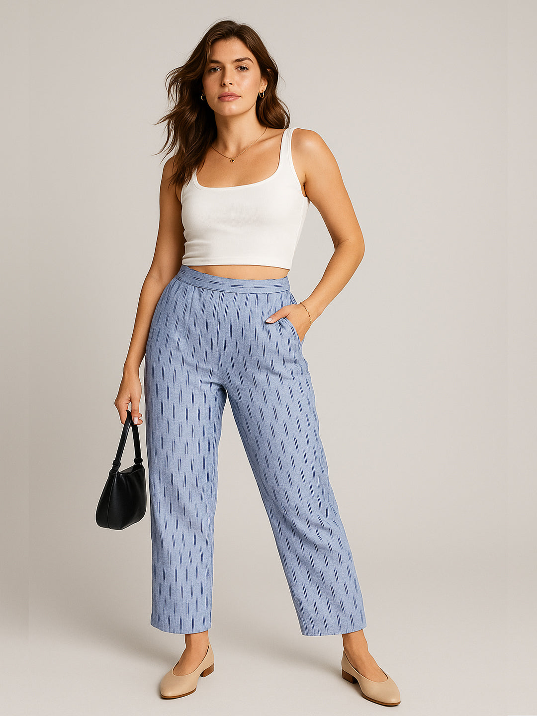 DustyBlue Ikat Palazzo Pants