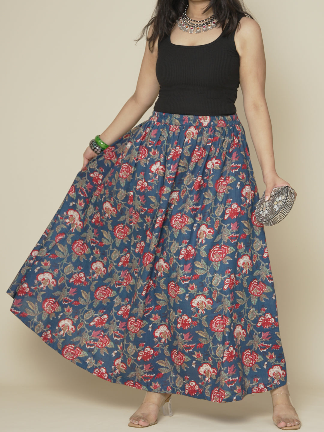 Printed Cotton Long Skirt - RegalRose