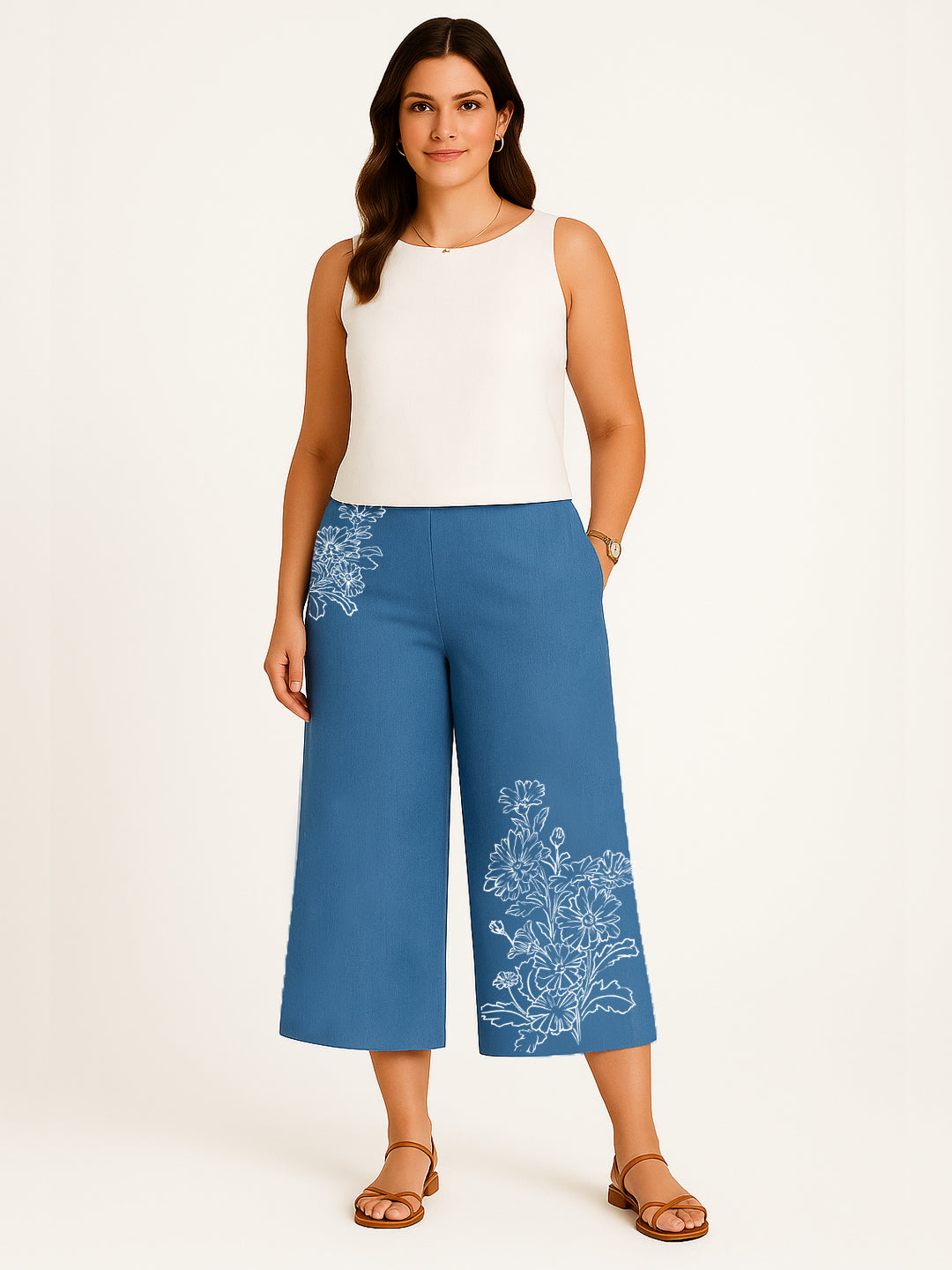 Blue Denim Culottes - NightGardenia