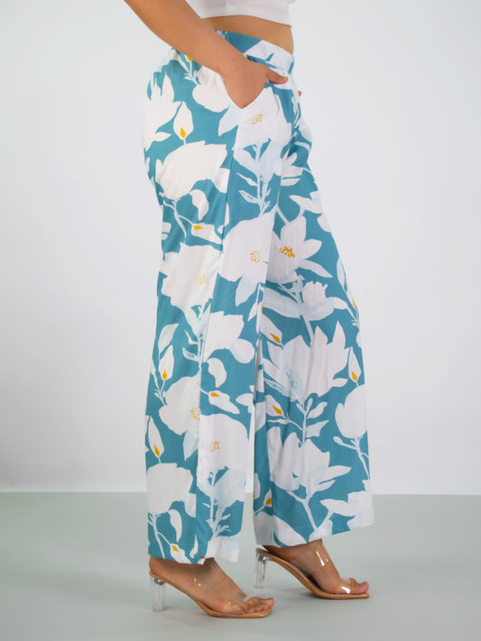 Printed Rayon Palazzo Pants - BlueFlora