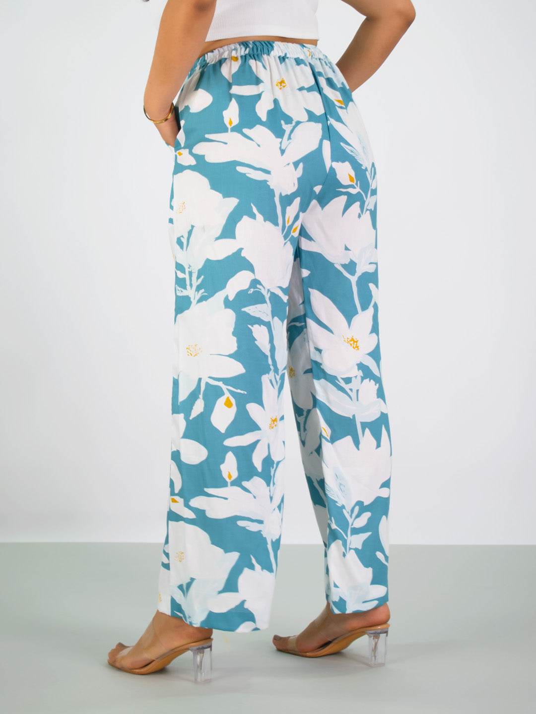 Printed Rayon Palazzo Pants - BlueFlora