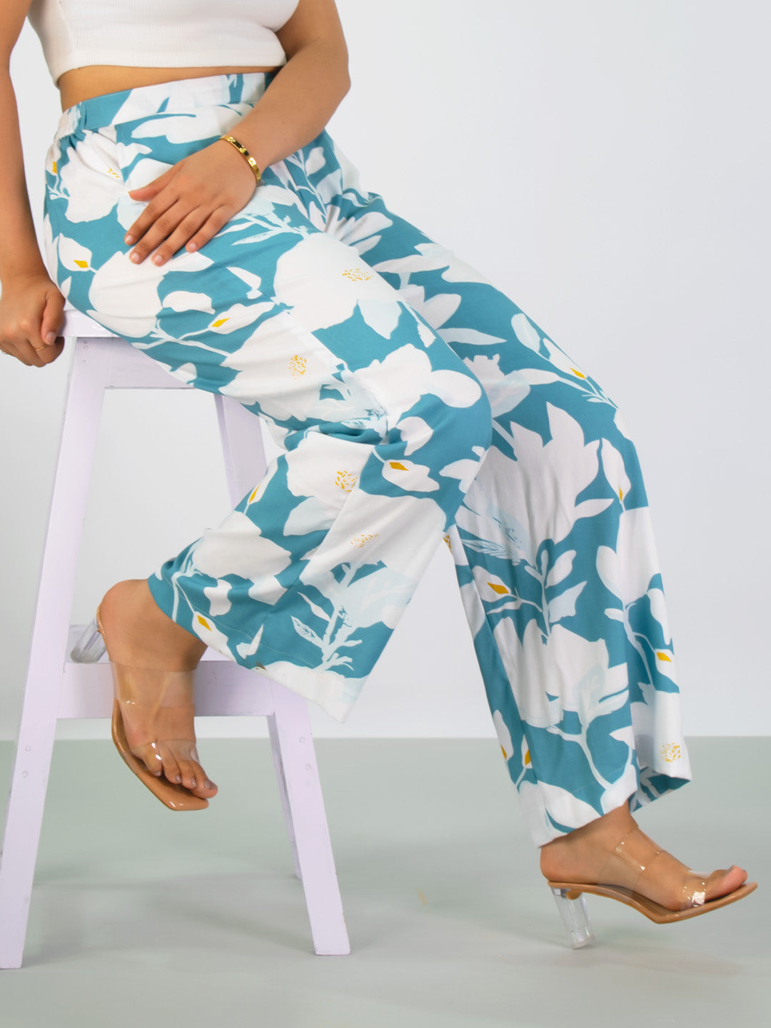 Printed Rayon Palazzo Pants - BlueFlora