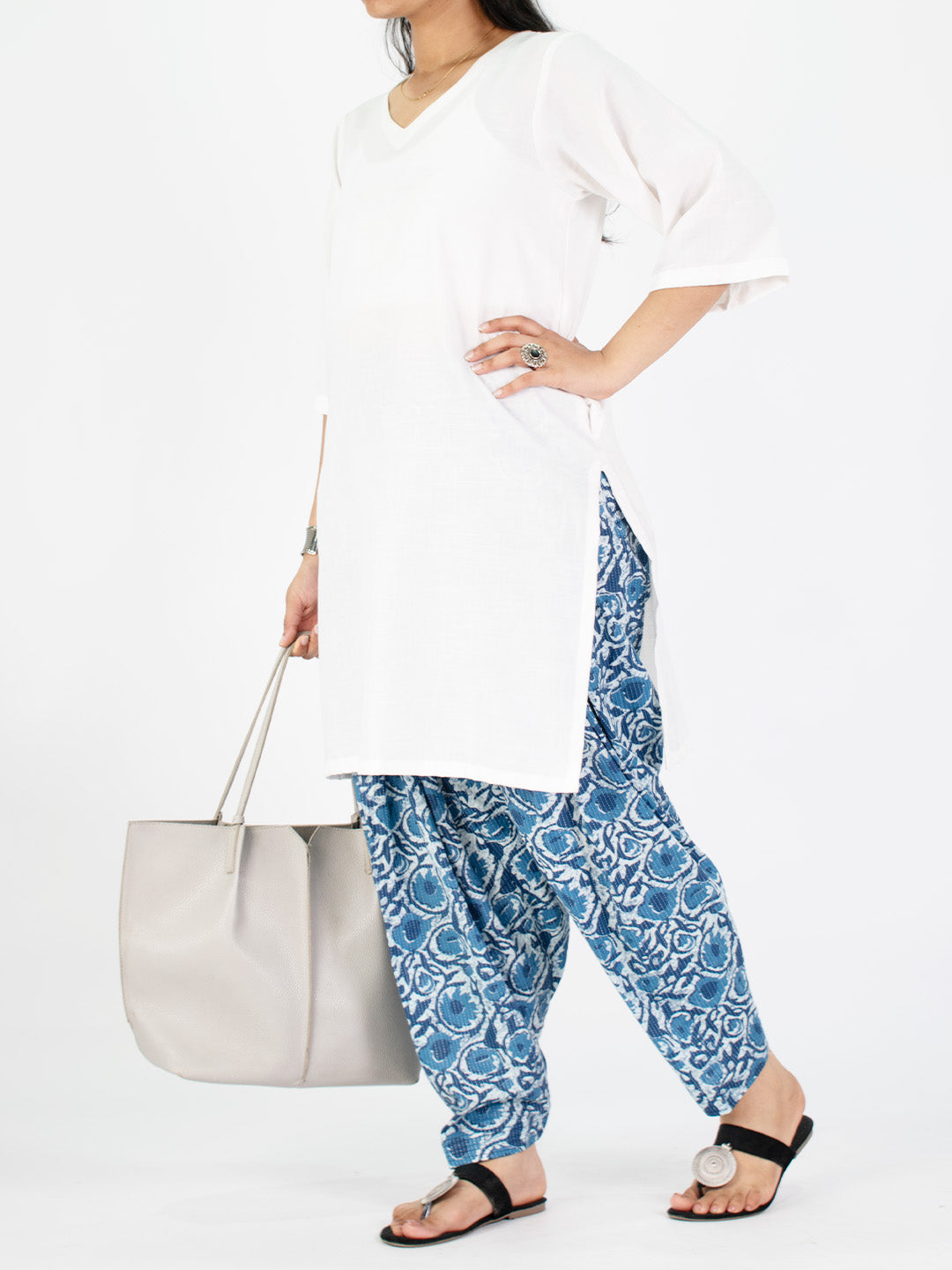 Printed Cotton Salwar - BlueTarang