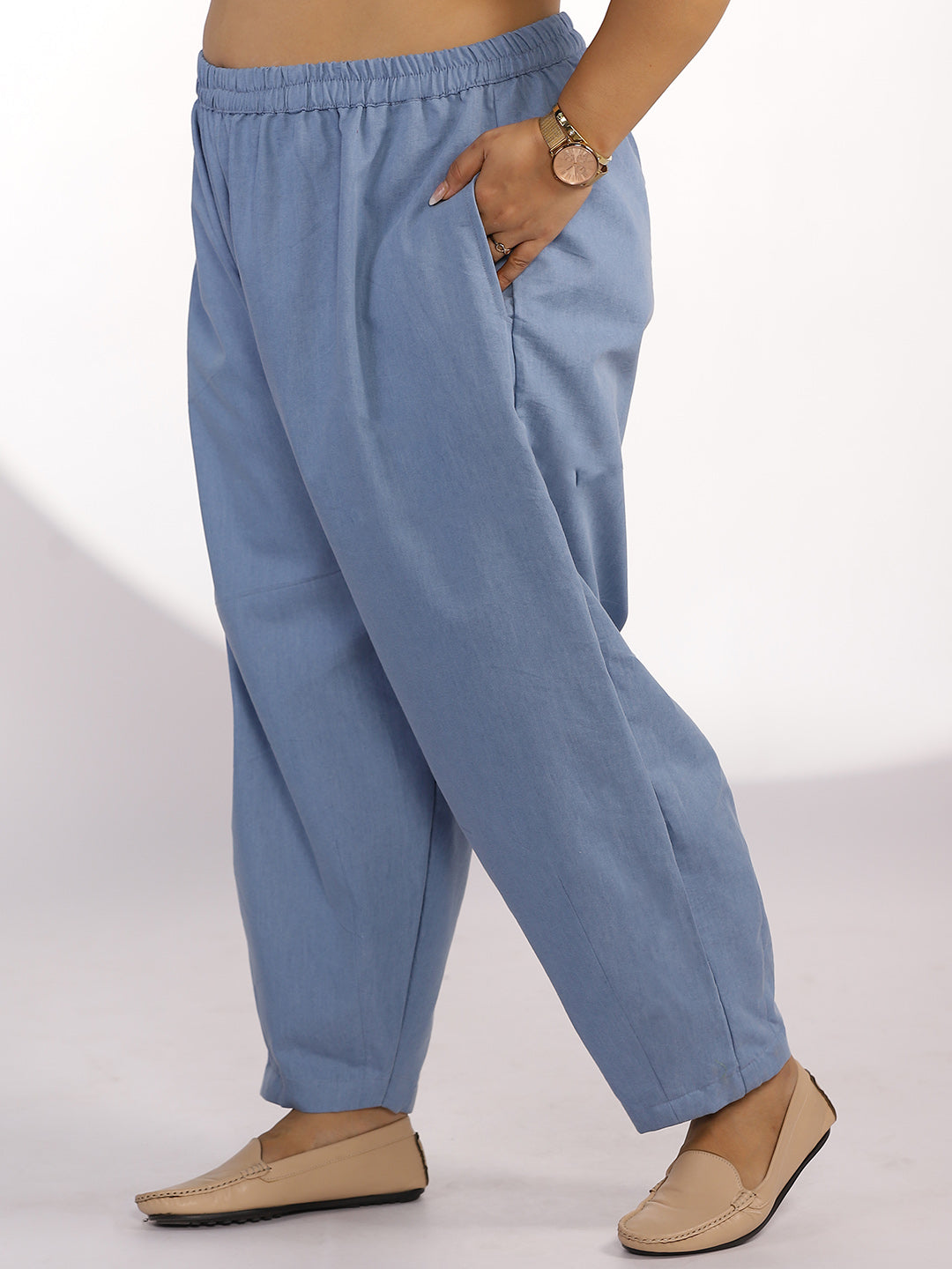 Blue Denim Mom-Fit Pants