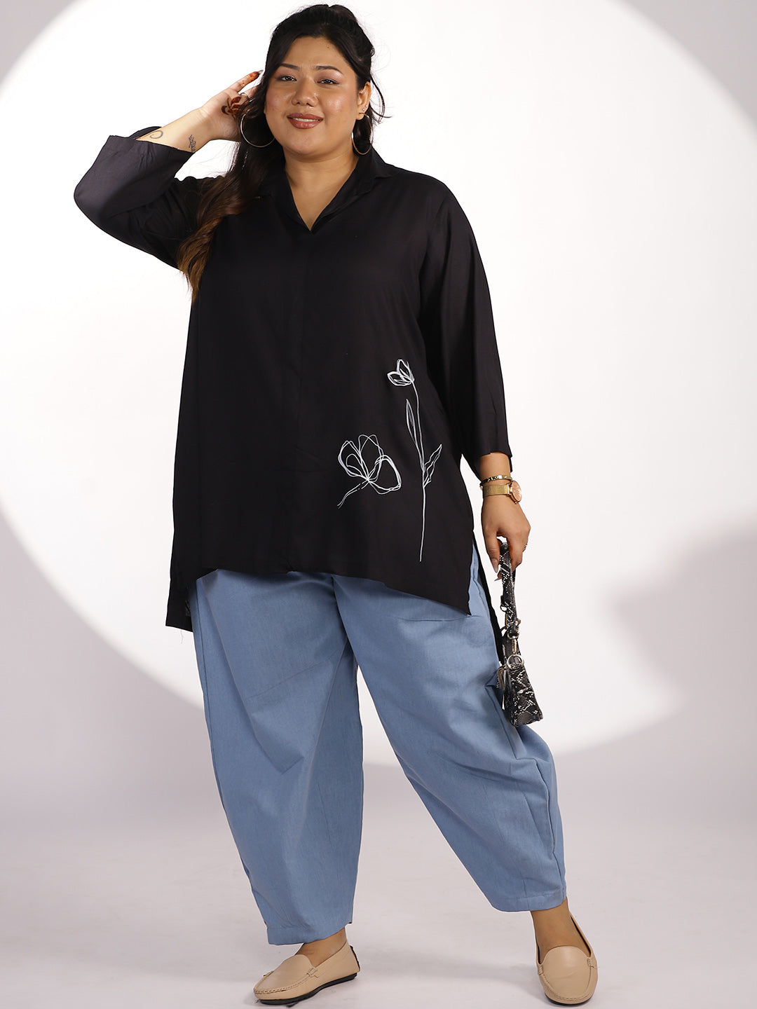 Blue Denim Mom-Fit Pants