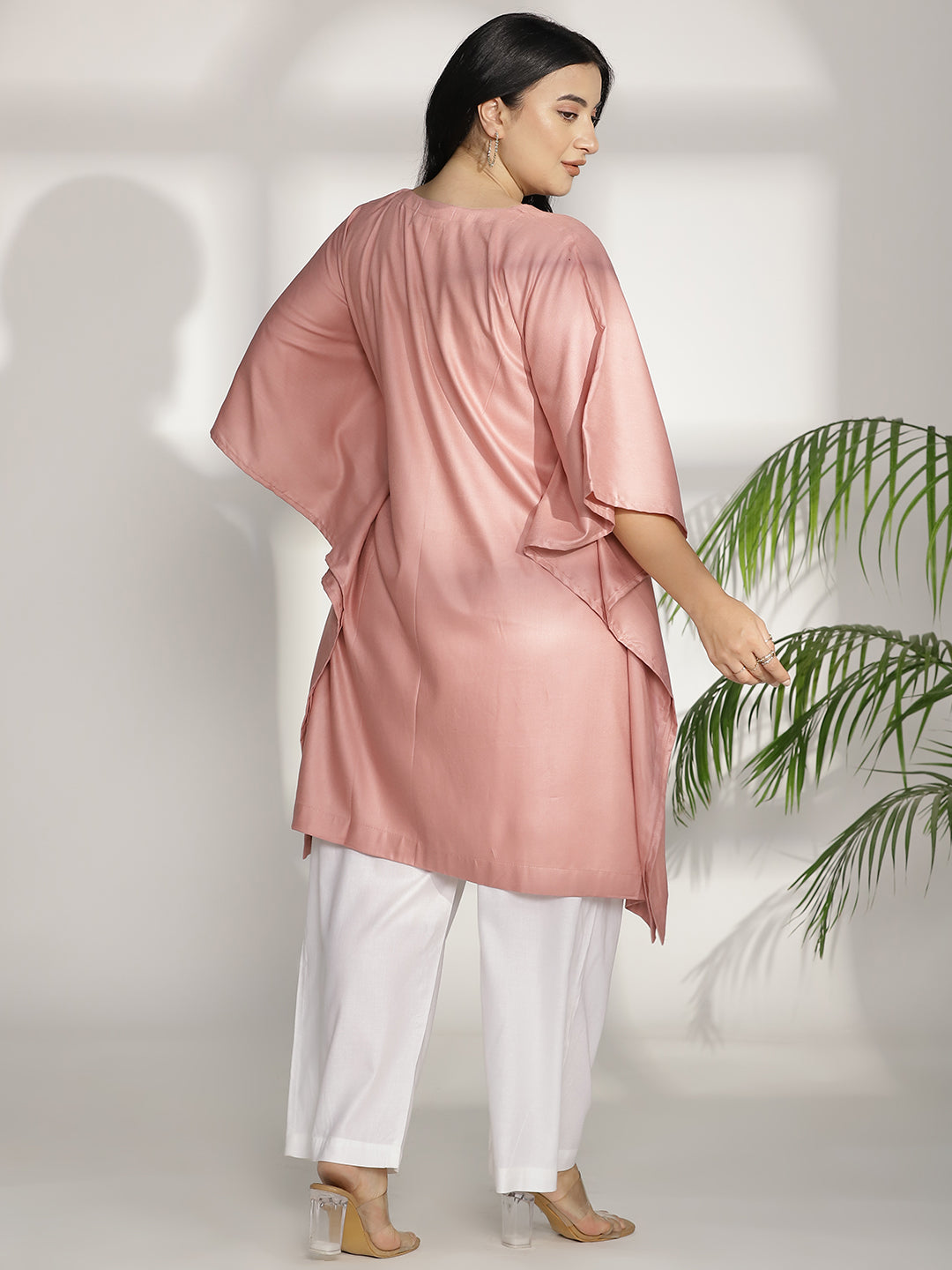 Blush Rayon Kaftan - Pink Flowers