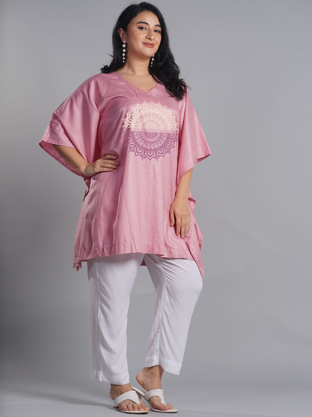 Blush Rayon Kaftan - Semi mandala