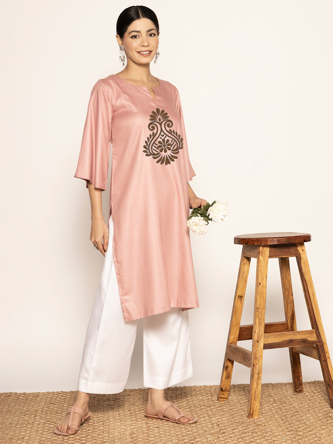 Blush Rayon LongKurta - Amogha
