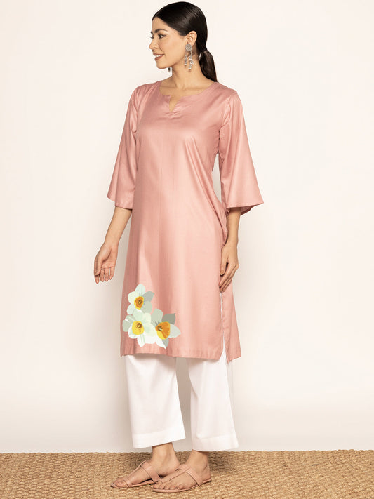 Blush Rayon LongKurta - Apurva