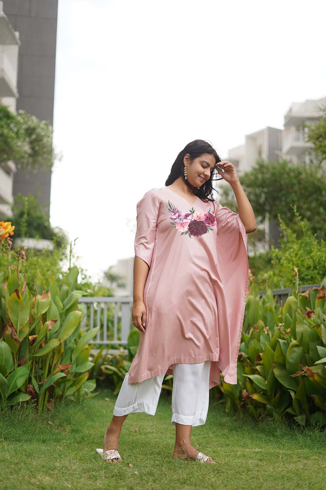 Blush Rayon LongKurta - GulabiRang