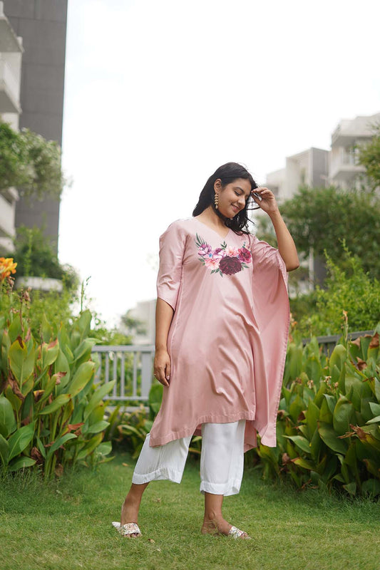 Blush Rayon LongKurta - GulabiRang