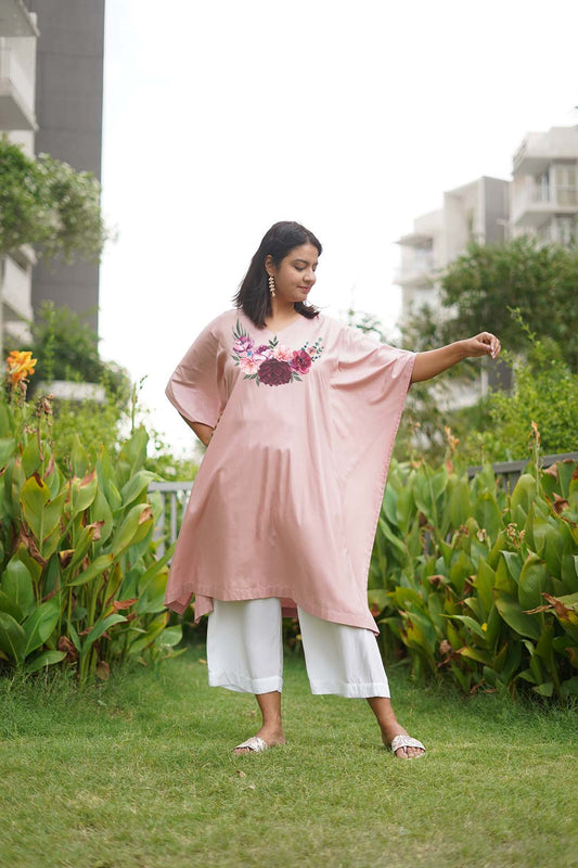 Blush Rayon LongKurta - GulabiRang