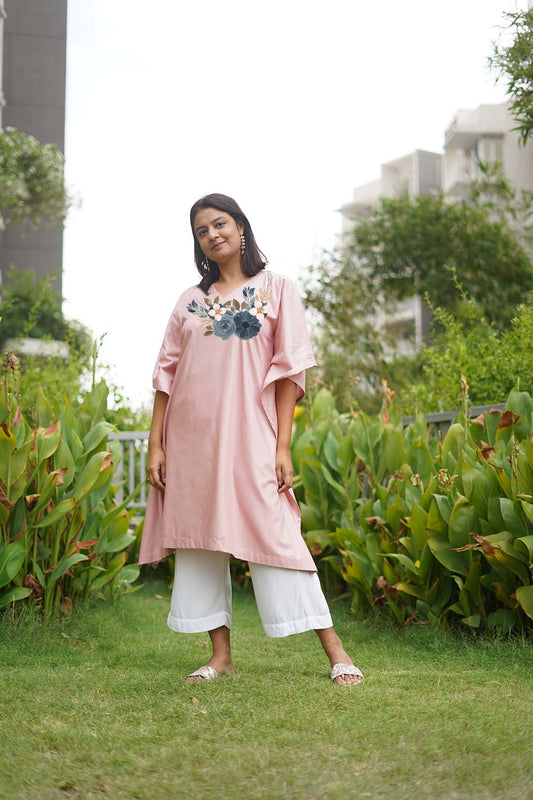 Blush Rayon LongKurta - NeeliGulabi