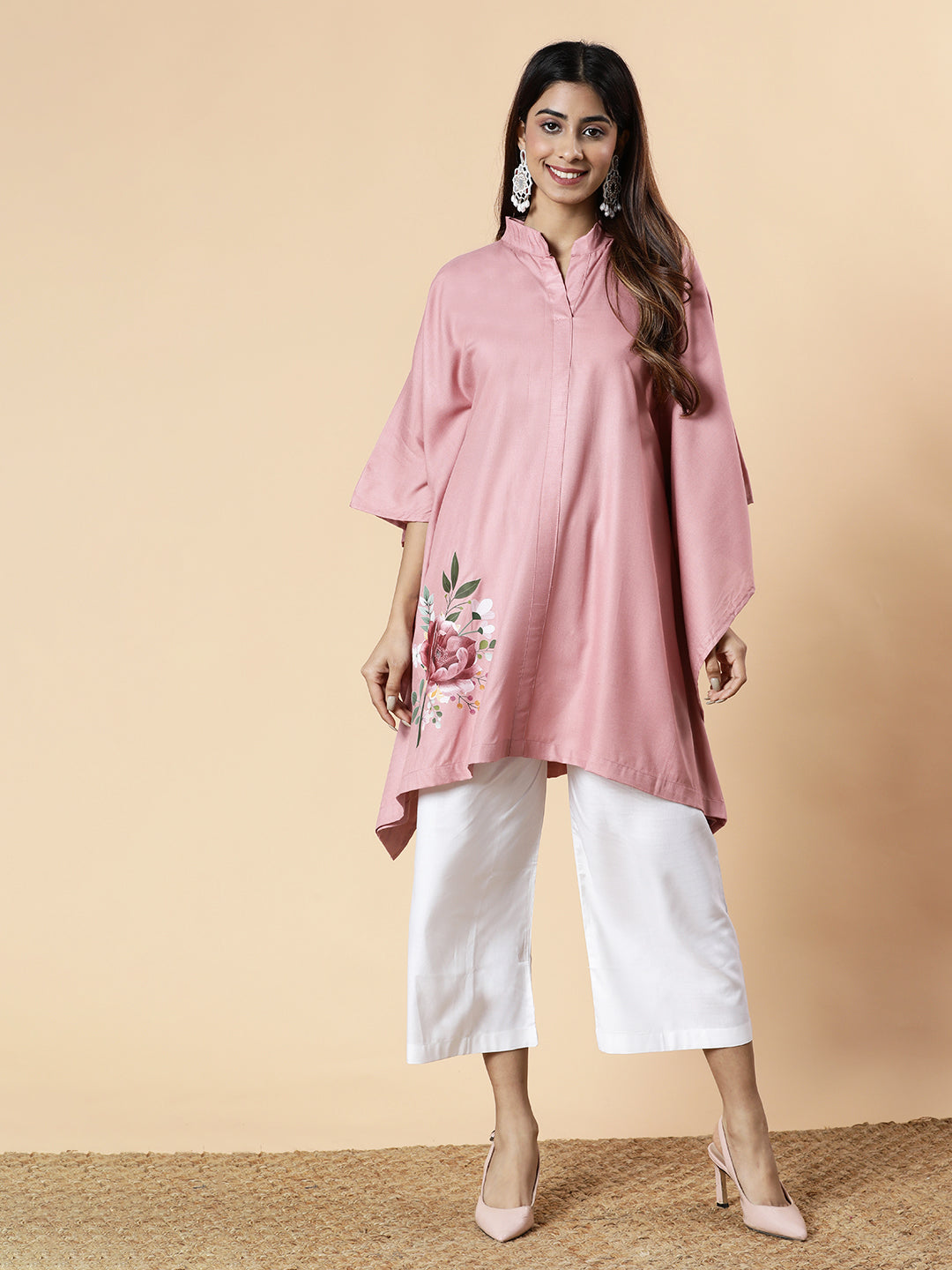 Blush Rayon MandarinKurti - Rosalita
