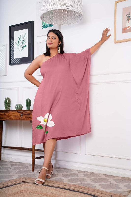 Blush Rayon OneShoulder Dress - Alba
