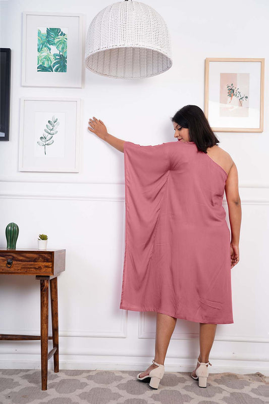 Blush Rayon OneShoulder Dress - Alba
